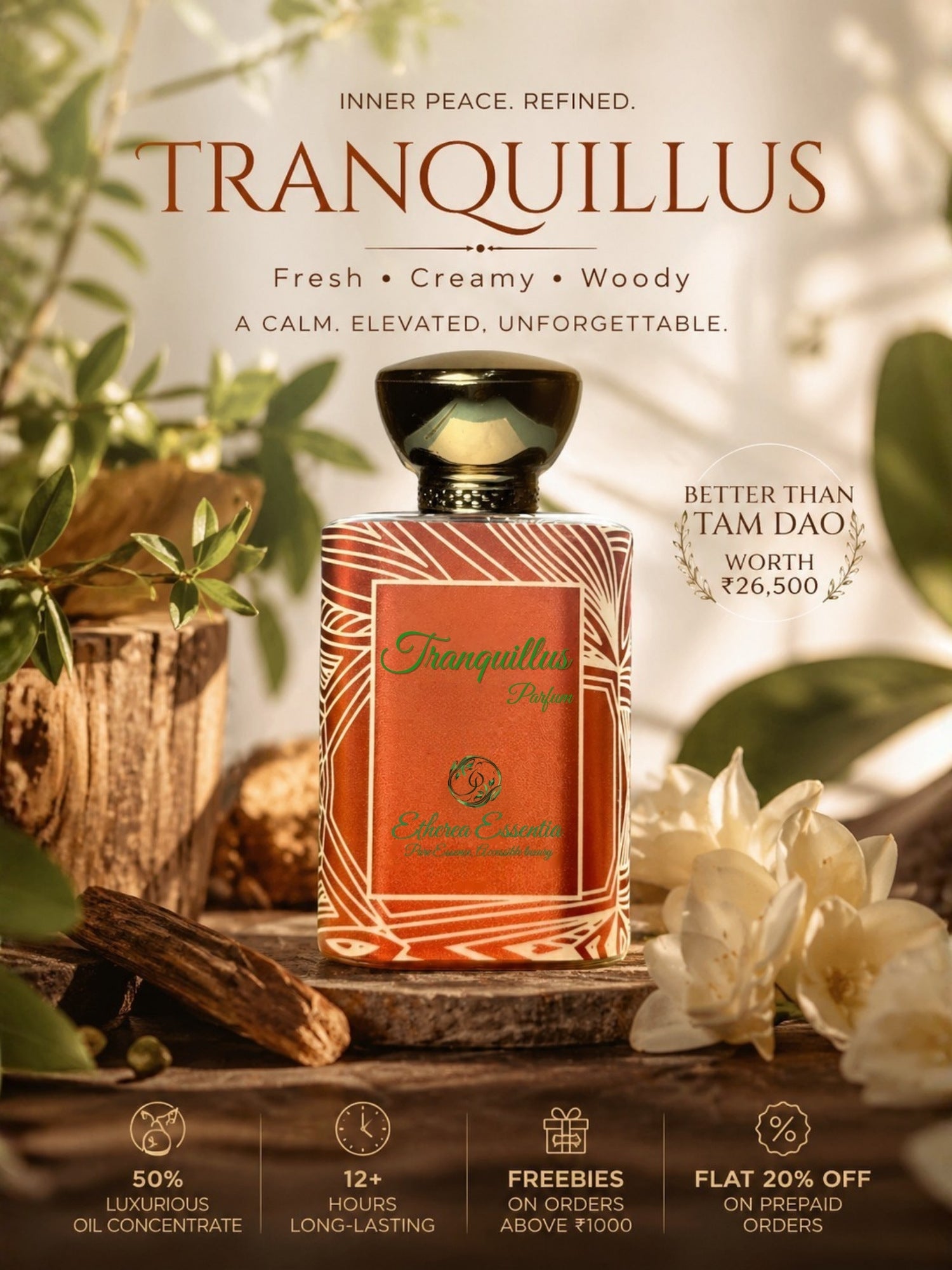 Tranquillus Unisex Perfume | Fresh, Creamy, Woody, Long-Lasting