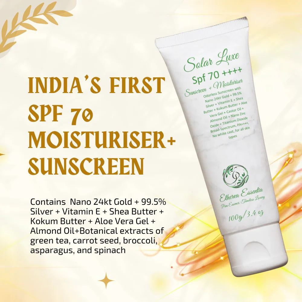 Solar Luxe | India’s First SPF 70 PA++++ Sunscreen + Moisturiser for Ultimate Protection & Luxurious Care