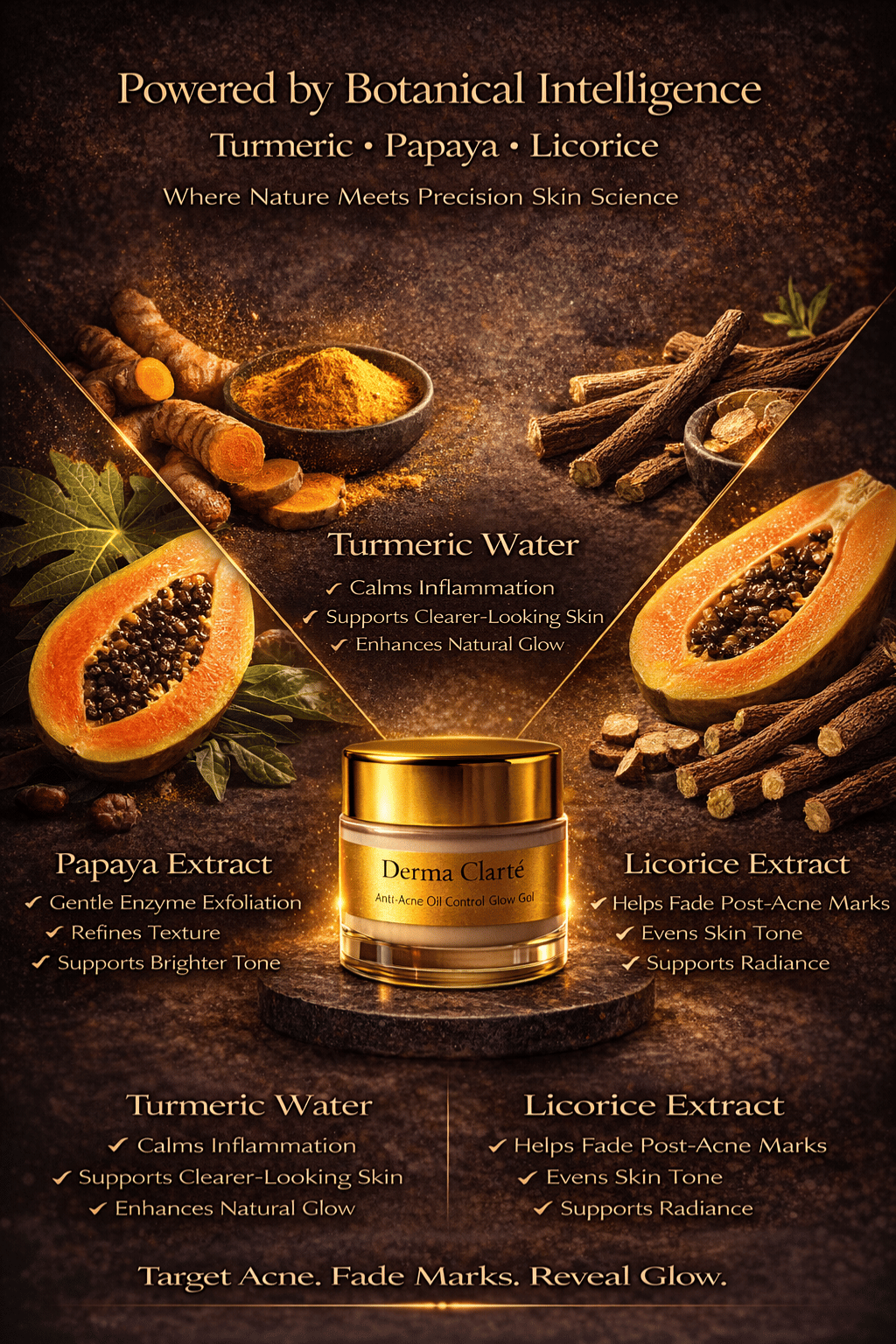 Derma Clarté | Clinical-Grade Botanical Anti-Acne Glow Gel | 20 Science-Backed Actives & Botanicals