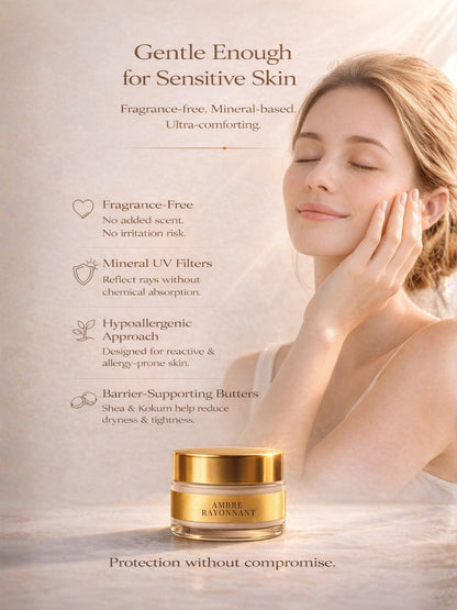 Ambre Rayonnant | India's First Amber & Honey SPF 70 PA++++ Mineral Gel Sunscreen, Moisturizer & Aroma Booster | Science-Backed Protection, Botanical-Led Nourishment