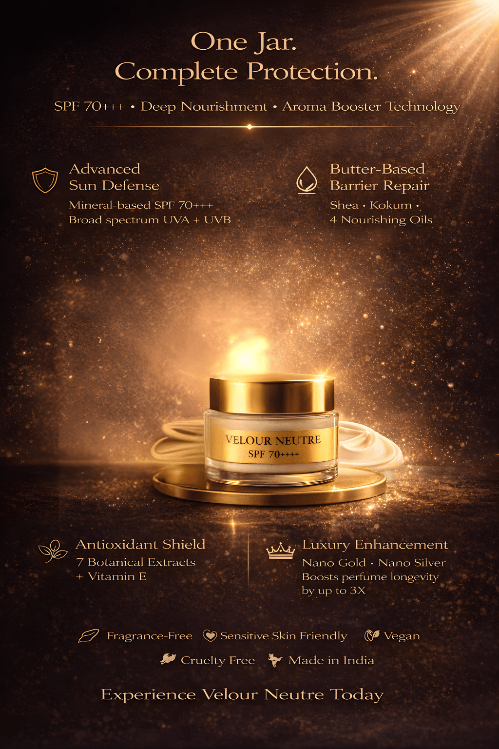 Velour Neutre Aroma Booster SPF 70++++ Whipped Face & Body Butter | Sunscreen & Moisturizer | Science-Backed Protection, Botanical-Led Nourishment