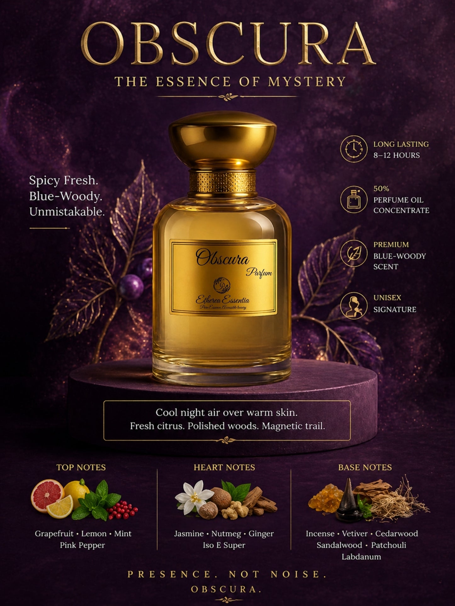 Obscura Unisex Perfume | Deep, Fruity, Minty Fresh, Long-Lasting Unisex Parfum | 50% Luxurious Oil Concentrate | Better Than Bleu De Perfume worth Rs 13,800/100ml