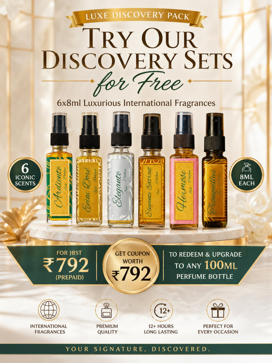 Luxe Discovery Pack | 6x8ml Premium Perfume Set – Find Your Signature Scent | Try For Free | 50% Luxurious Oil Concentrate | Better Than International Designer Fragrances
