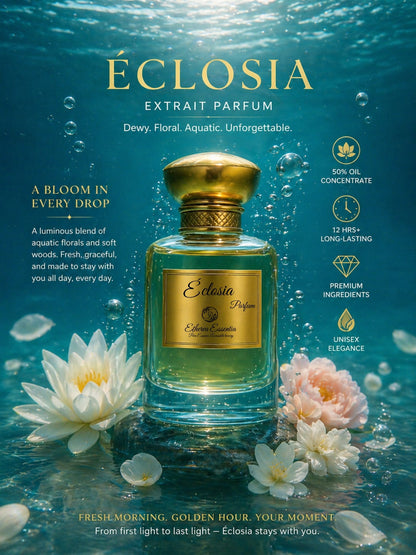 Éclosia Unisex Extrait Parfum | Fresh, Floral, Aquatic, Seductive, Long-Lasting Unisex Parfum | 50% Luxurious Oil Concentrate | Better Than Pour Femme worth Rs 8,950/100ml