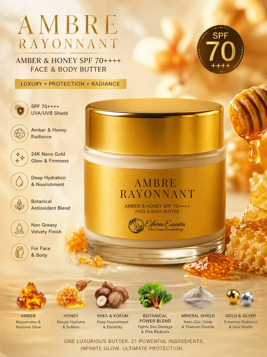 Ambre Rayonnant | India's First Amber & Honey SPF 70 PA++++ Mineral Gel Sunscreen, Moisturizer & Aroma Booster | Science-Backed Protection, Botanical-Led Nourishment