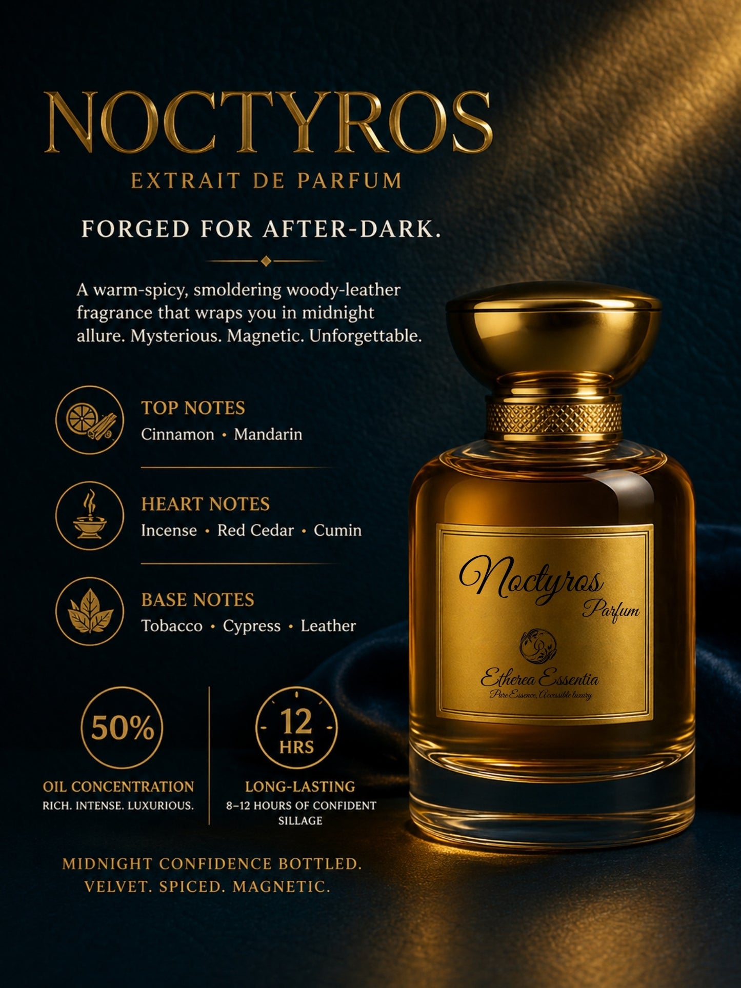 Noctyros Unisex Perfume | Mysterious, Seductive, Warm, Spicy Fresh, Long-Lasting Unisex Parfum | 50% Luxurious Oil Concentrate | Better Than AZ Wanted by Night worth Rs 7,550/100ml