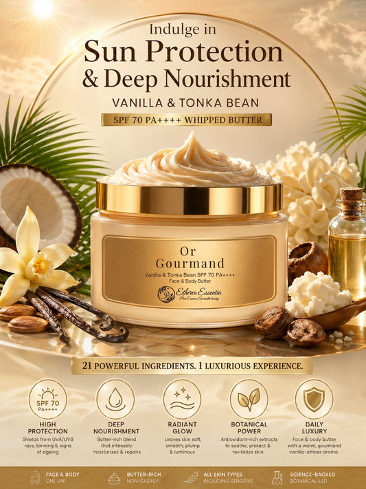 Or Gourmand | India's First Vanilla & Tonka Bean SPF 70 PA++++ Mineral Gel Sunscreen, Moisturizer & Aroma Booster | Sunscreen & Moisturizer | Science-Backed Protection, Botanical-Led