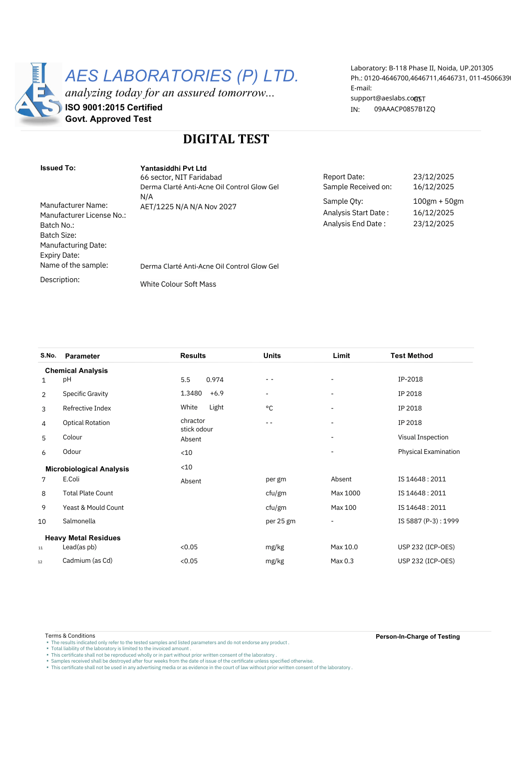 Derma Clarté | Clinical-Grade Botanical Anti-Acne Glow Gel | 20 Science-Backed Actives & Botanicals