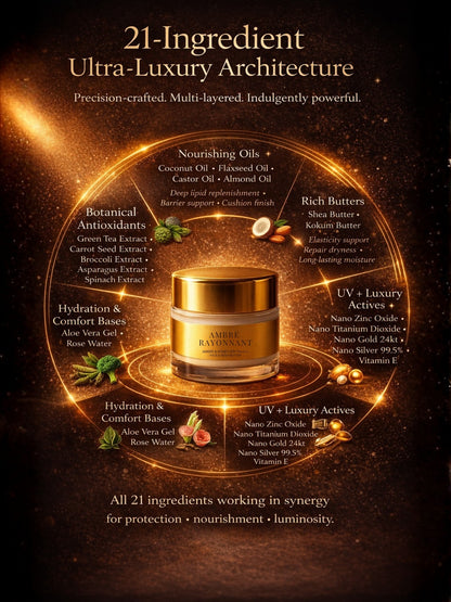 Ambre Rayonnant | India's First Amber & Honey SPF 70 PA++++ Mineral Gel Sunscreen, Moisturizer & Aroma Booster | Science-Backed Protection, Botanical-Led Nourishment