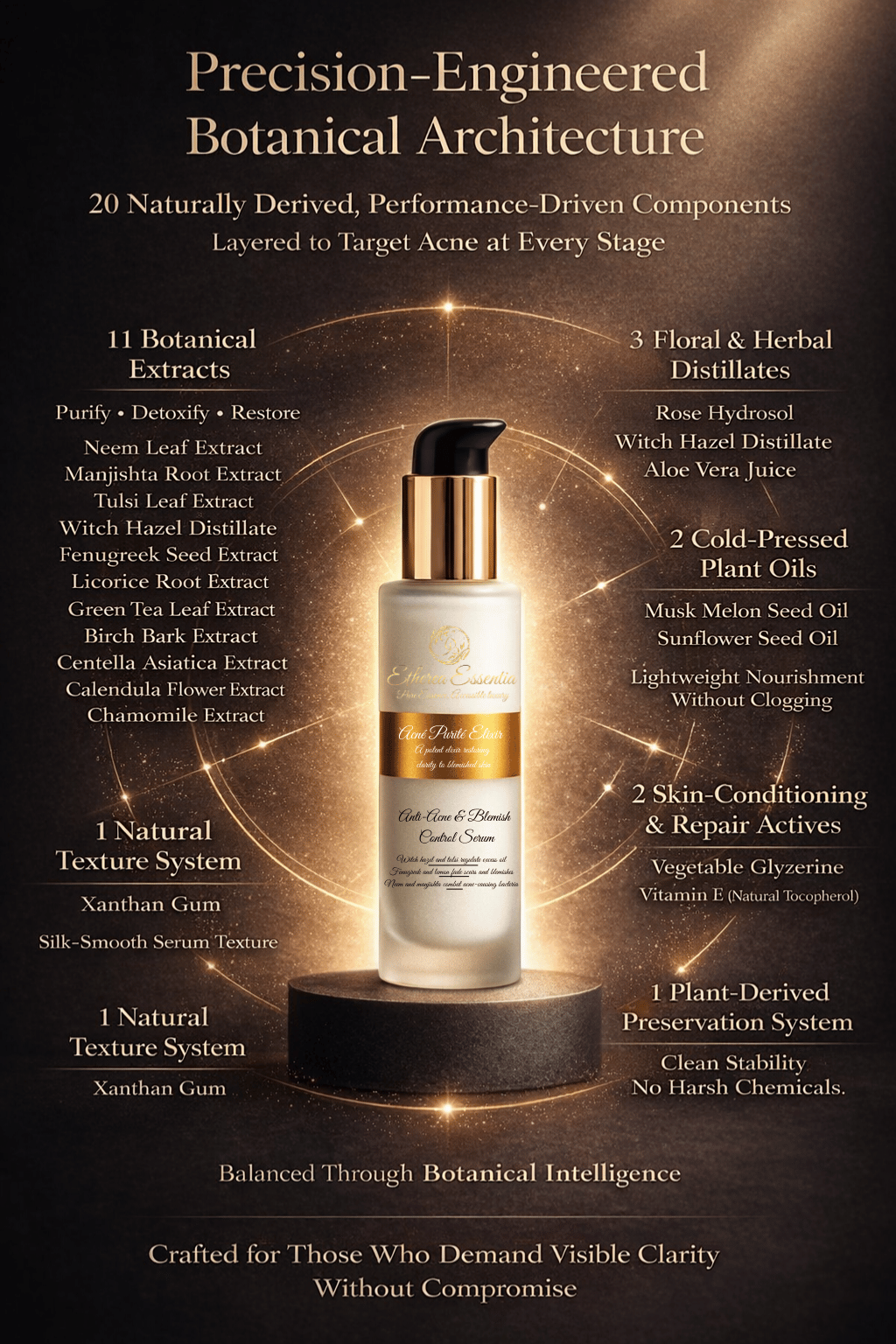 Acné Purité Elixir | 20-Ingredient Sceince Backed Botanical Architecture for Root-Level Acne Correction