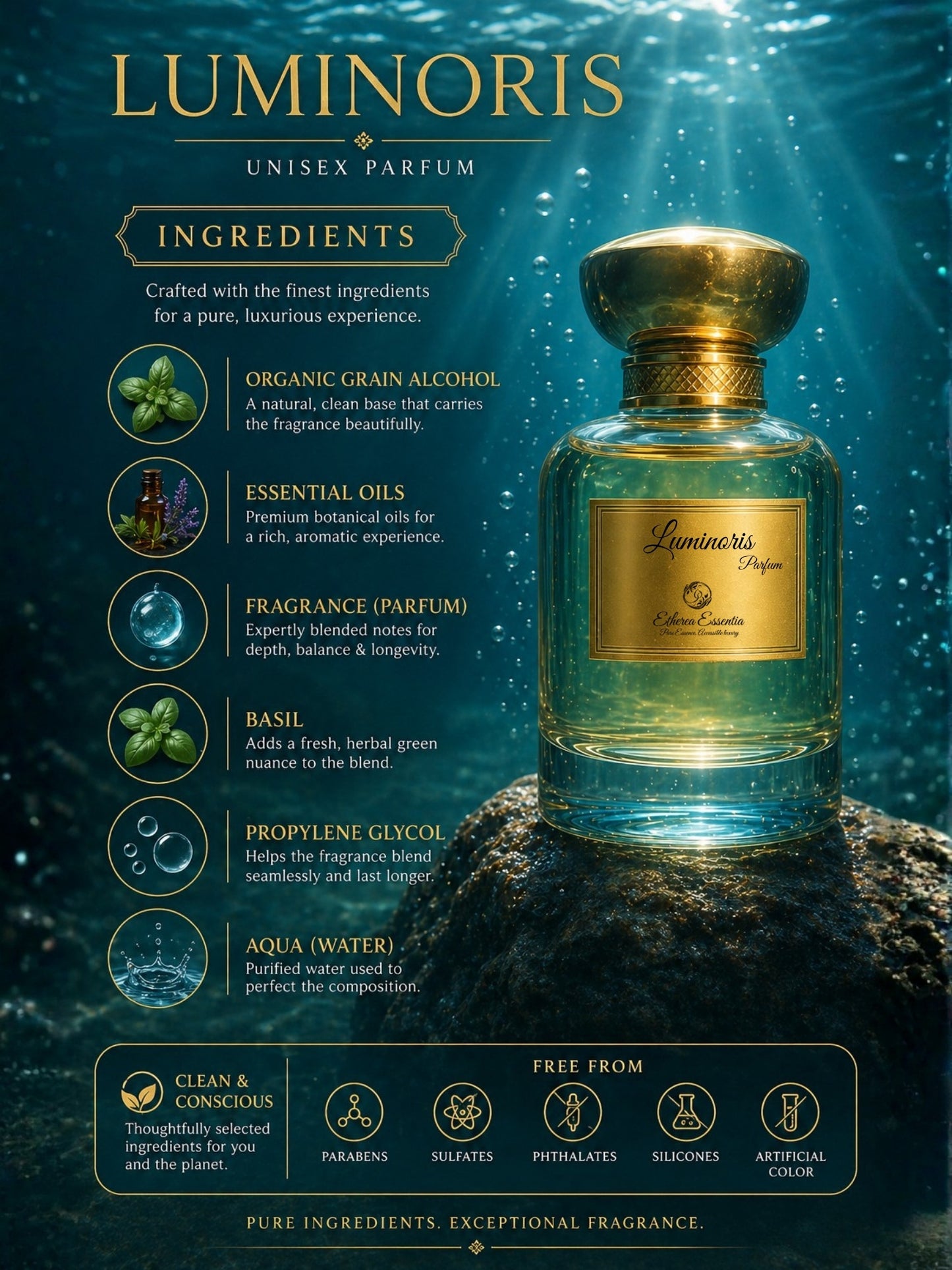 Luminoris Unisex Perfume | Fresh, Herby, Aquatic, Woody, Long-Lasting Unisex Parfum | 50% Luxurious Oil Concentrate | Better Than DC Water worth Rs 4,960/100ml