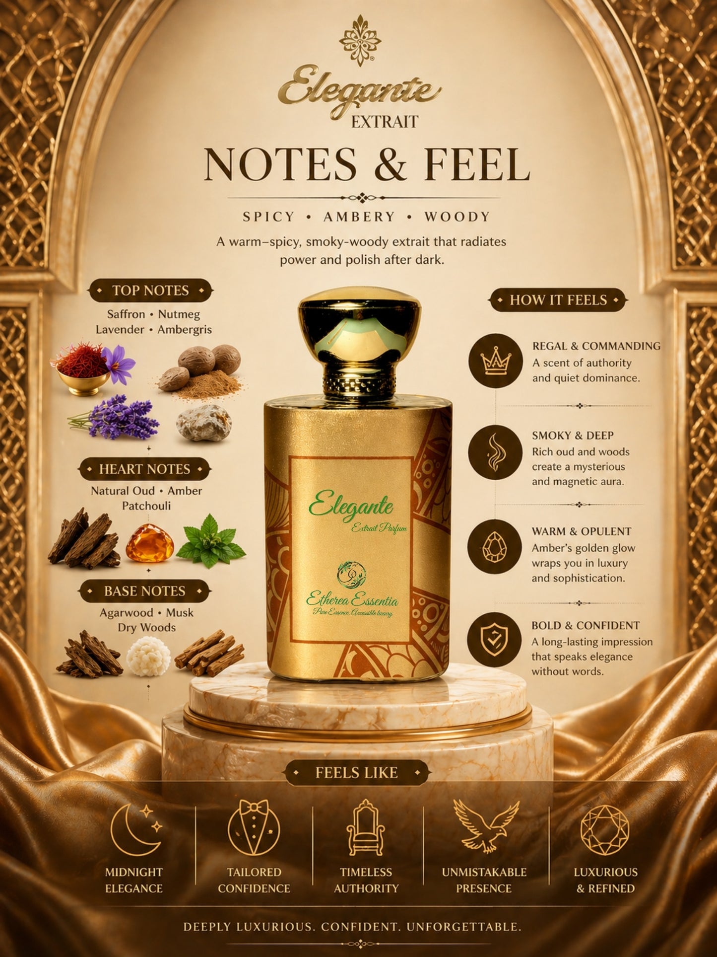 Elegante Extrait Unisex Perfume | Traditional Arabic Fragrance | Sweet, Seductive, Floral, Arabic Oud, Long-Lasting Unisex Parfum | 50% Luxurious Oil Concentrate | Better Than OUD FOR GREATNESS worth Rs 39,800