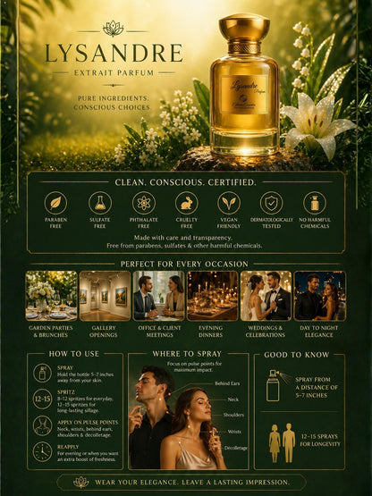 Lysandre Unisex Extrait Parfum | Fresh, Floral, Silky, Seductive, Long-Lasting Unisex Parfum | 50% Luxurious Oil Concentrate | Better Than G Envy worth Rs 48,955/100ml