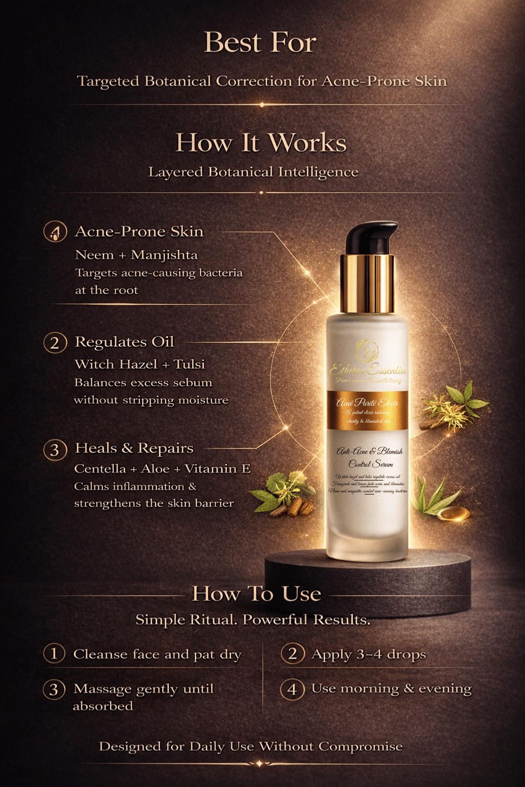 Acné Purité Elixir | 20-Ingredient Sceince Backed Botanical Architecture for Root-Level Acne Correction