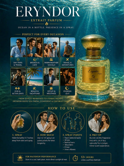 Eryndor Unisex Perfume | Fresh, Fruity, Aquatic, Woody, Long-Lasting Unisex Parfum | 50% Luxurious Oil Concentrate | Better Than Aqva Pour Homme worth Rs 10,400/100ml