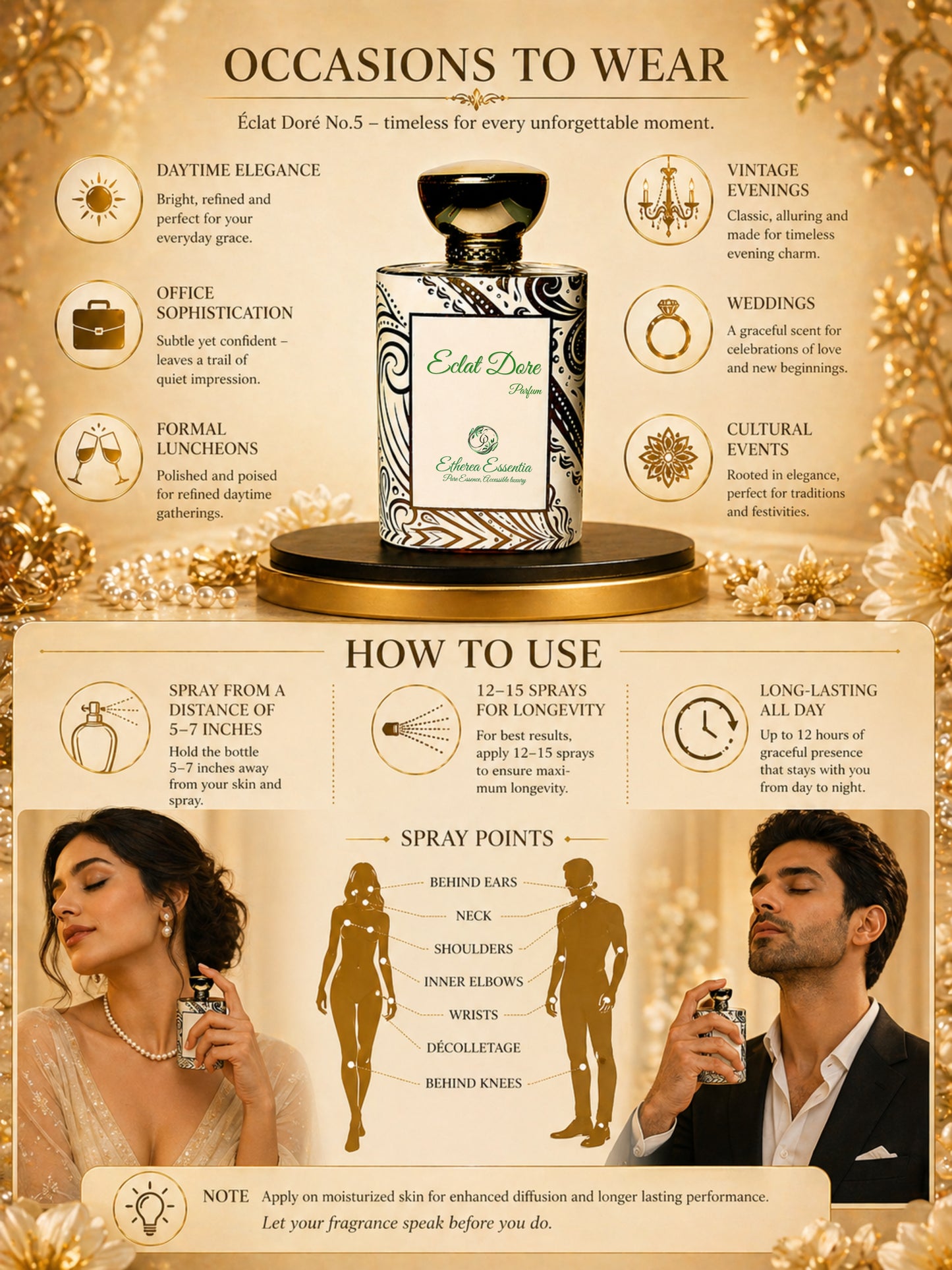 Eclat Dore No.5 Unisex Perfume | Floral, Gourmet, Dominant, Seductive, Long-Lasting Unisex Parfum | 50% Luxurious Oil Concentrate | Better Than Ch No.5 worth Rs 16,500