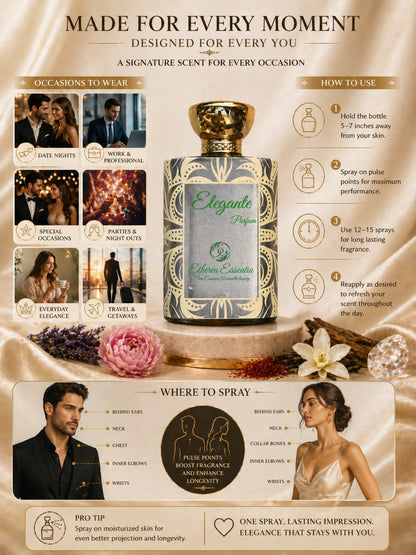 Elegante Unisex Parfum | Sweet, Sophisticated, Professional, Seductive, Long-Lasting | 50% Luxurious Oil Concentrate