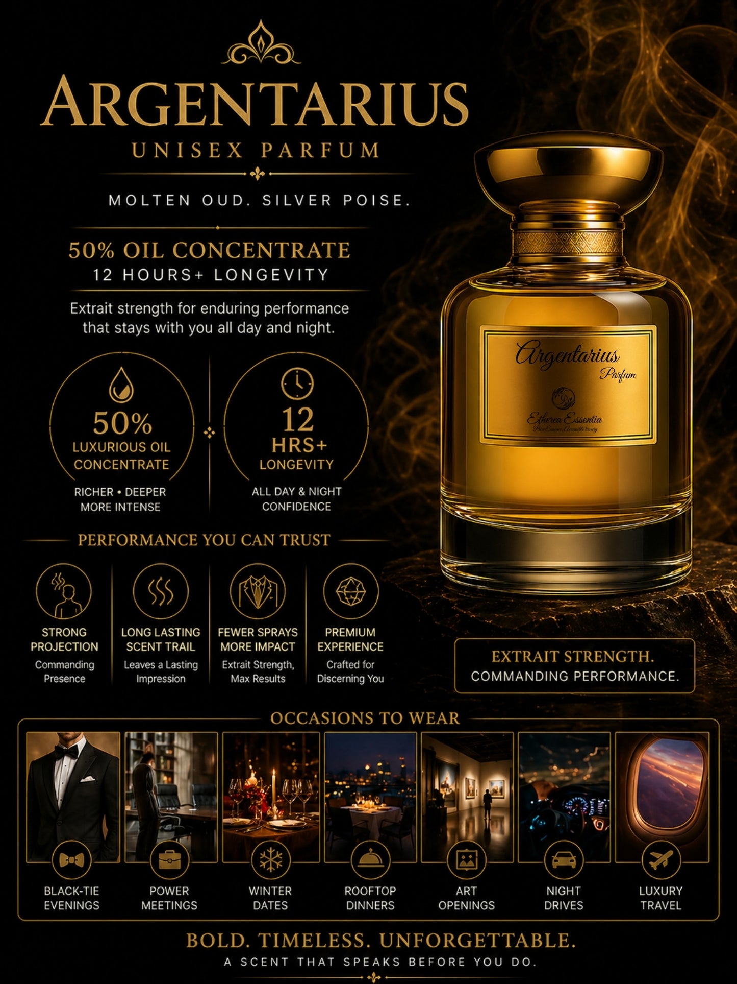 Argentarius Unisex Perfume | Warm, Spicy, Mysterious, Dominant, Seductive, Long-Lasting Unisex Parfum | 50% Luxurious Oil Concentrate | Better Than G Intense Oud worth Rs 18,500
