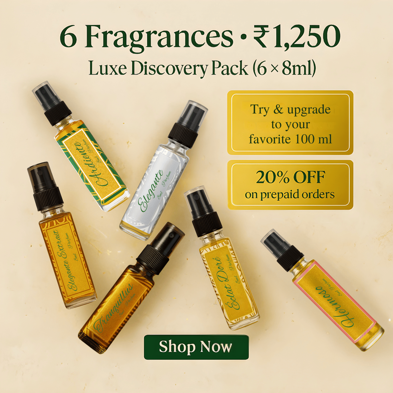 Luxe Discovery Pack | 6x8ml Luxurious Fragrances