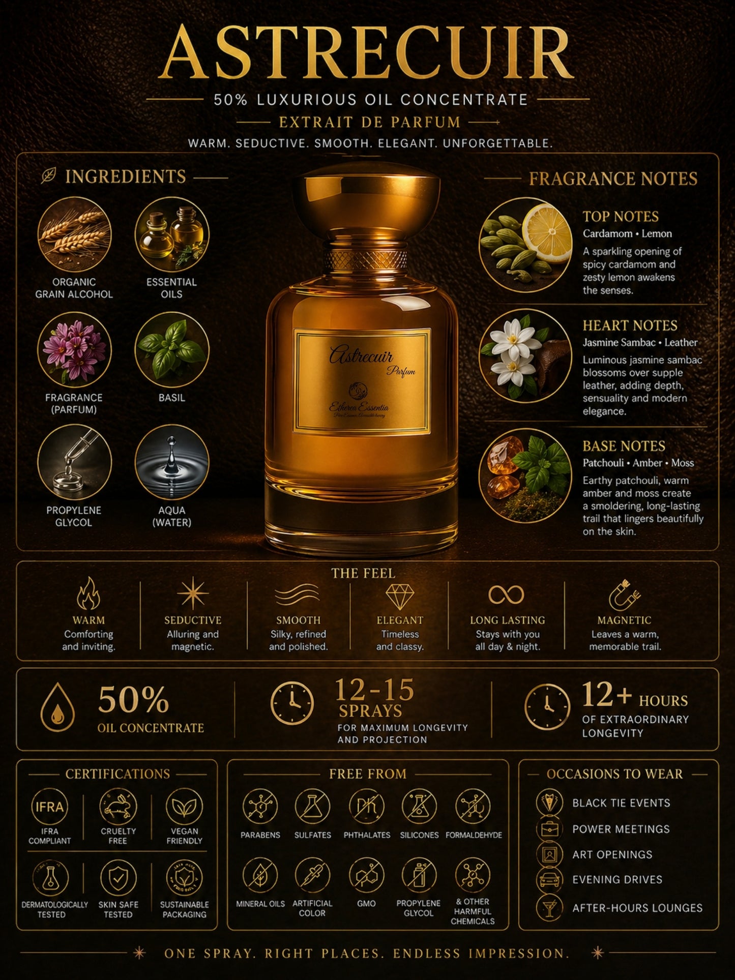 Astrecuir Unisex Perfume | Warm, Seductive, Smooth, Elegant, Long-Lasting Unisex Parfum | 50% Luxurious Oil Concentrate | Better Than Ombre Leather worth Rs 21,400