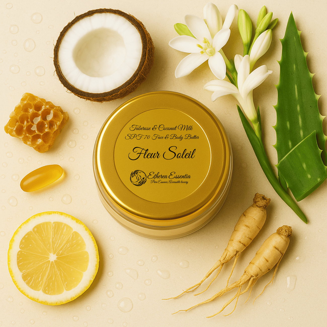 Fleur Soleil Tuberose & Coconut Milk SPF 70++++ Face & Body Butter | Sunscreen & Moisturizer