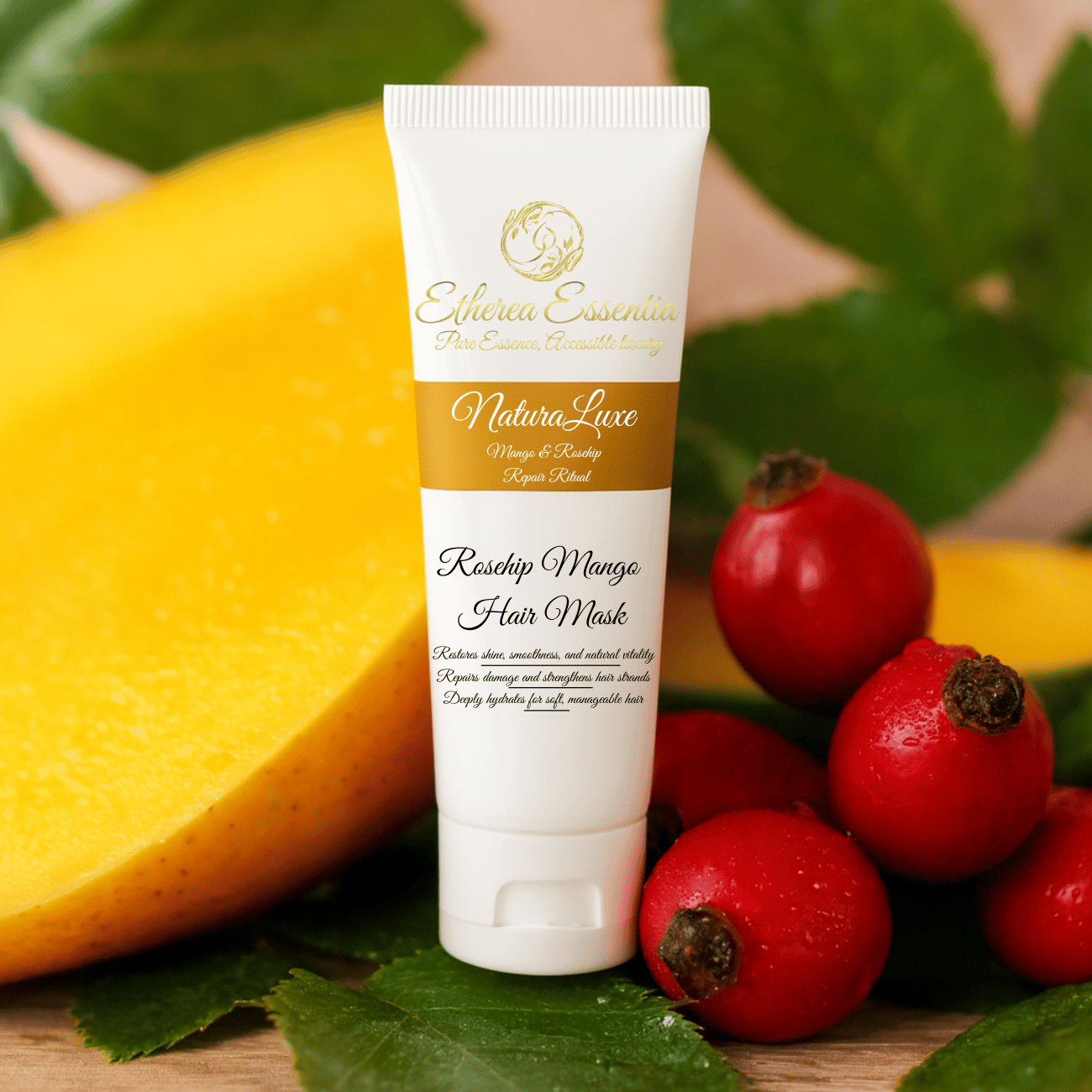 NaturaLuxe Hair Rosehip Mango Hair Mask | Deep Repair, Intense Nourishment & Silky Shine