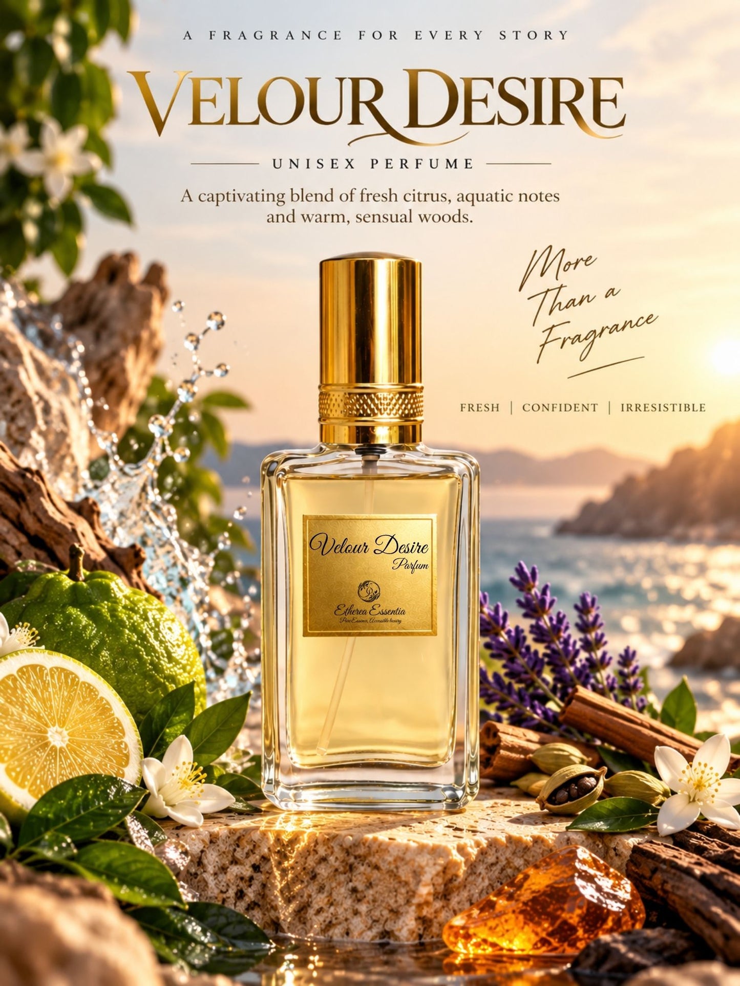 Velour Desire Unisex Extrait De Parfum | Fresh, Aquatic, Confident & Irresistible Perfume | 50% Luxurious Oil Concentrate | Better Than Hawas Worth ₹3,800